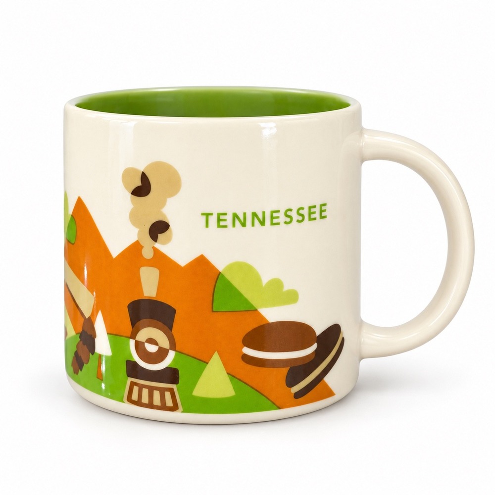 Starbucks Been There Series Tennessee Coffee Mug 14oz Green Interior Ceramic Cup